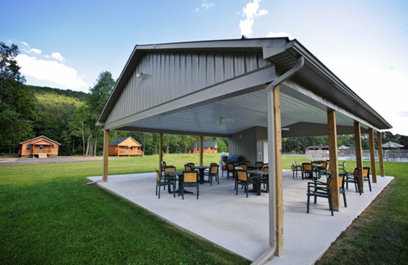 Outdoor patio at Creekside Resort.