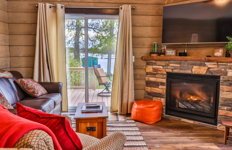 Cabin living room at Lost Lake Lodge.