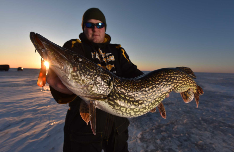 Ice fishing at Arnesen's Rocky Point Resort.
