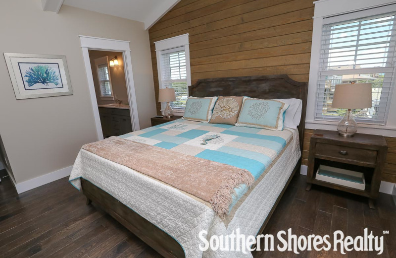 Rental bedroom at Southern Shores Realty.