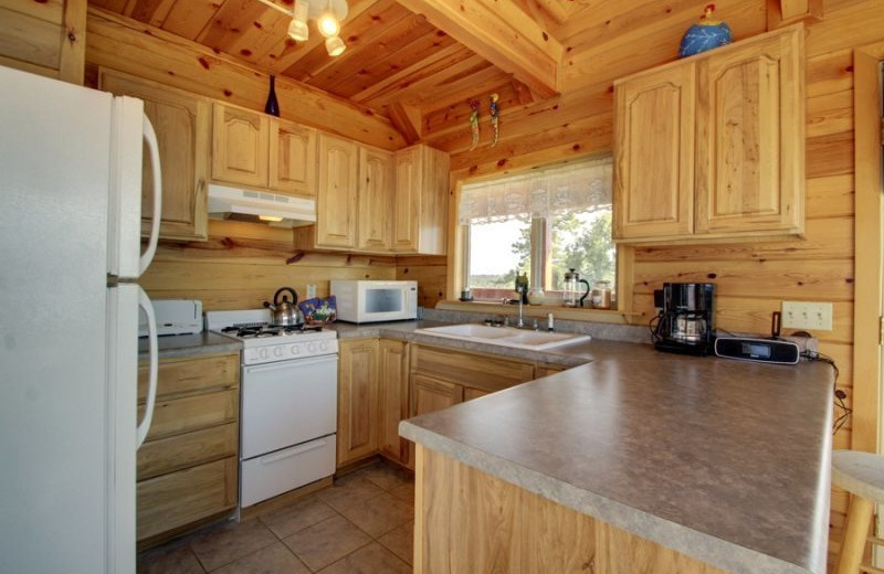 Rental kitchen at Family Time Vacation Rentals.
