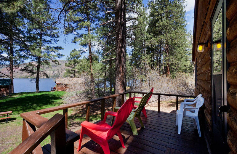 Cabin deck at Elk Point Lodge.