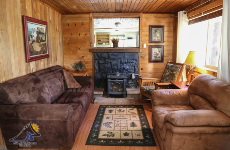 Cabin living room at Elk Lake Resort.