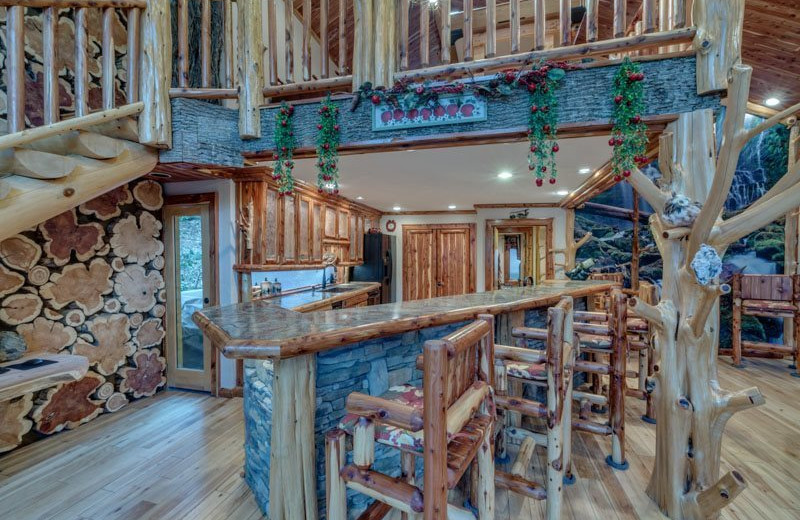 Rental kitchen at Blue Sky Cabin Rentals.