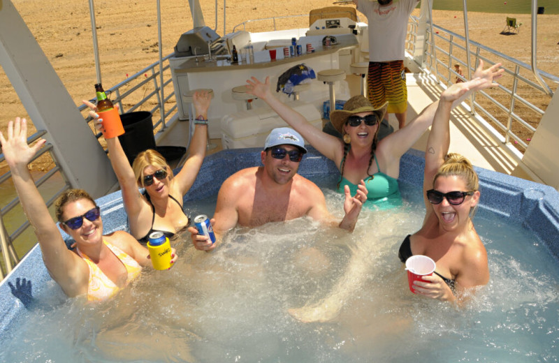 Houseboat hot tub at Shasta Marina Resort.