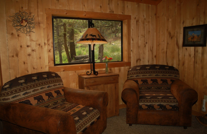 Cabin living room at Elk Mountain Ranch.