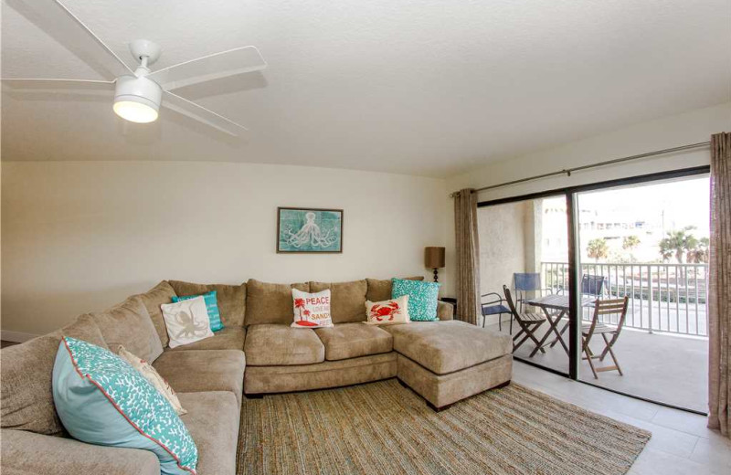 Rental living room at SunHost Resorts.