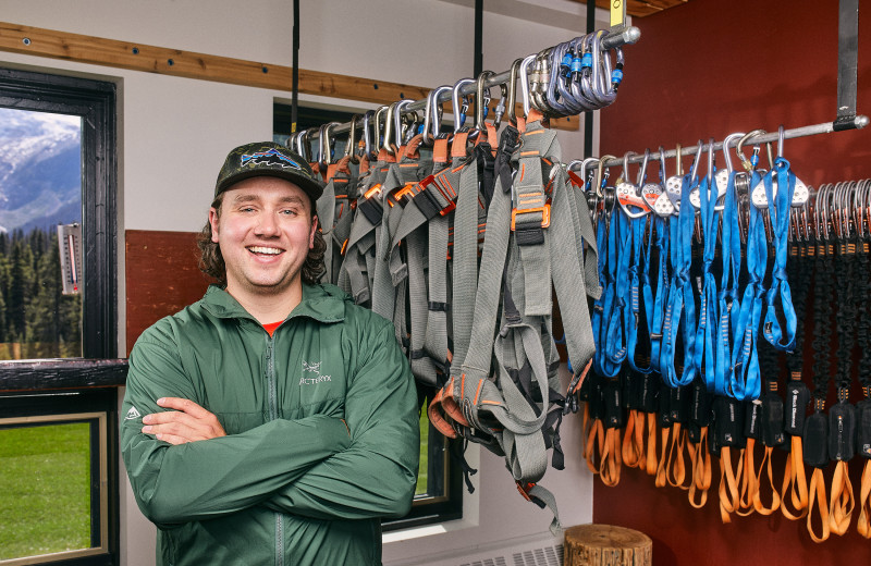 Rock climbing gear at CMH Bugaboos Lodge.