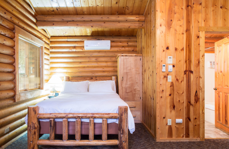 Cabin bedroom at North Forty Resort.