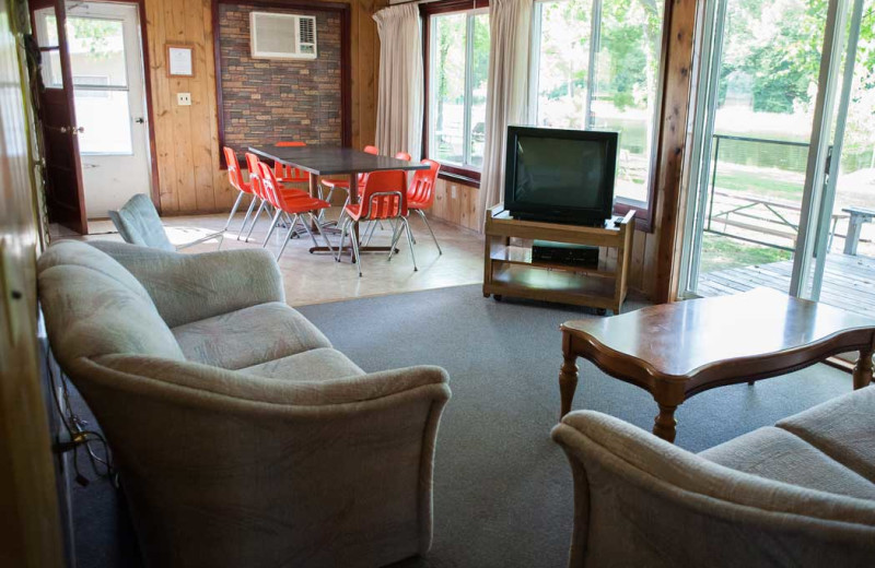 Cabin living room at Gull Lake Resort.