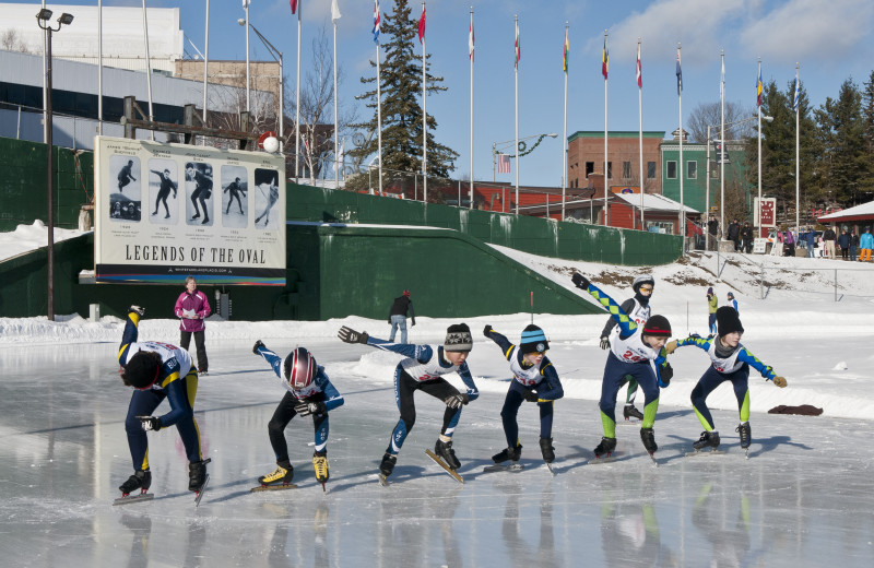 Speed skating in Lake Placid at Lake Placid Vacation Homes.