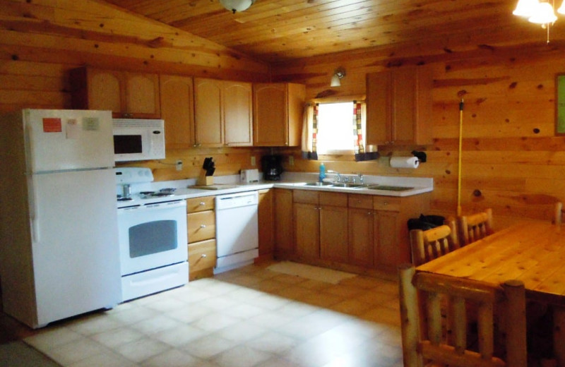 Cabin kitchen at Lakewood Lodge.