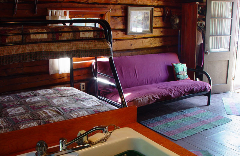 Cabin interior at Cliff Lake Resorts.