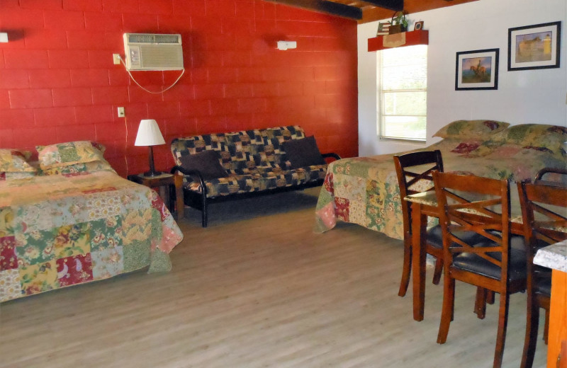 Cabin interior at Heart of Texas Lake Resort.