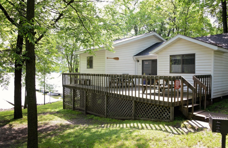 Cabin exterior at Riverside Resort.