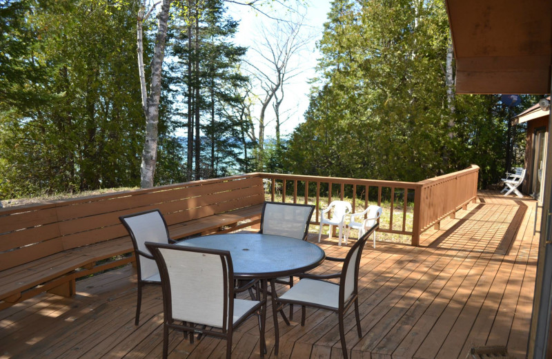 Rental patio at Visit Up North Vacation Rentals.