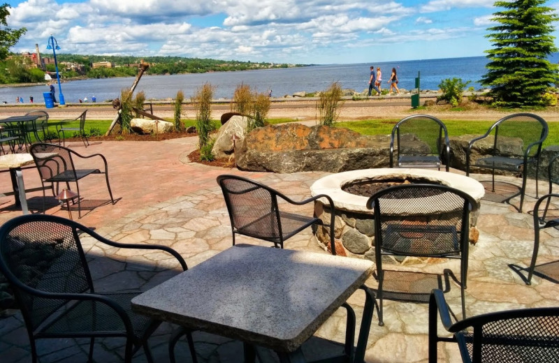 Patio view of Canal Park Lodge.