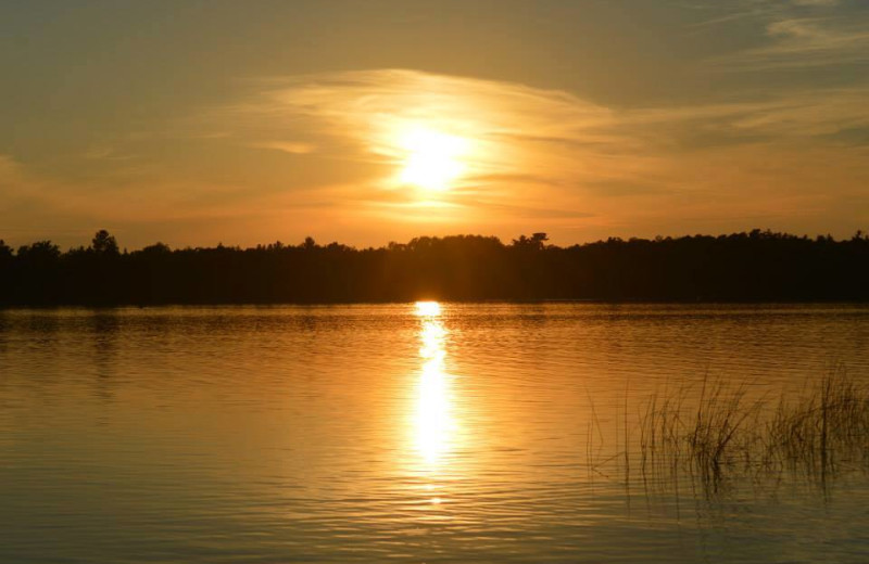 Sunset over the lake at Hyde-A-Way Bay Resort.