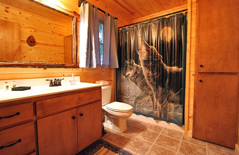 Cabin bathroom at Sautee Resorts.