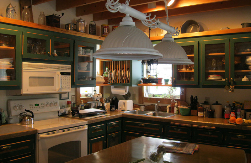 Rental kitchen at Harv's Vacation Rentals.