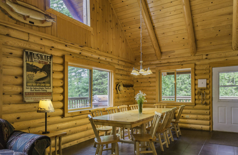 Cabin dining room at White Eagle Resort.