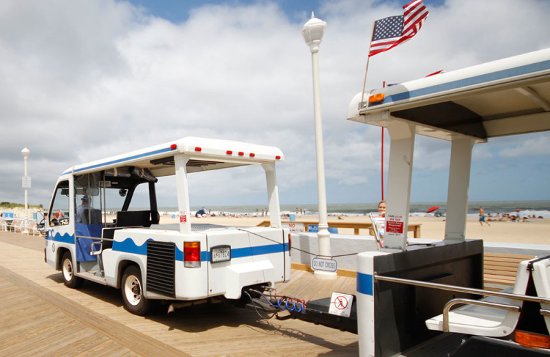 The trolley to downtown at Flagship Oceanfront Hotel Ocean City.