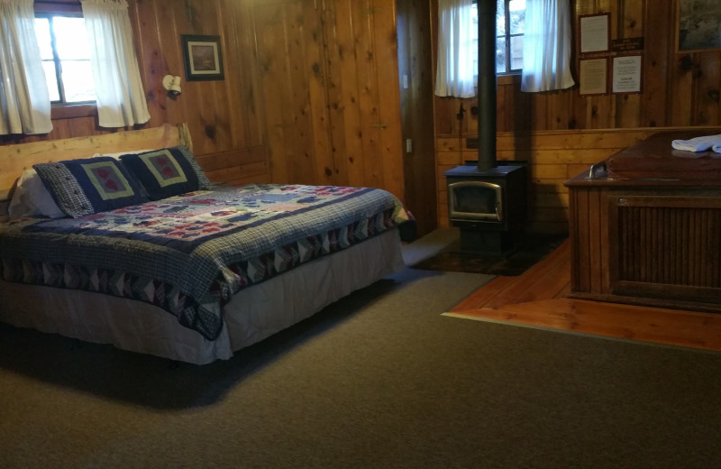 Cabin bedroom at Hidden Rest Resort.