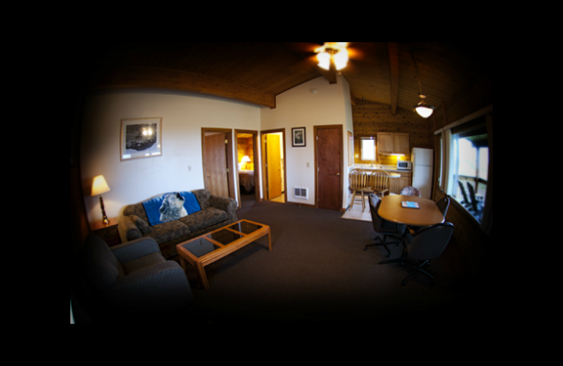 Cabin living room at Quileute Oceanside Resort.