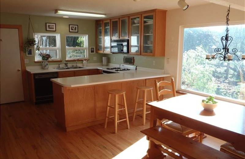 Vacation rental kitchen at Redwood Coast Vacation Rentals.