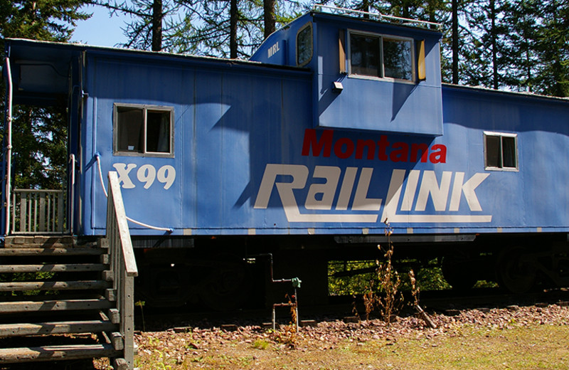 Caboose exterior at Izaak Walton Inn.