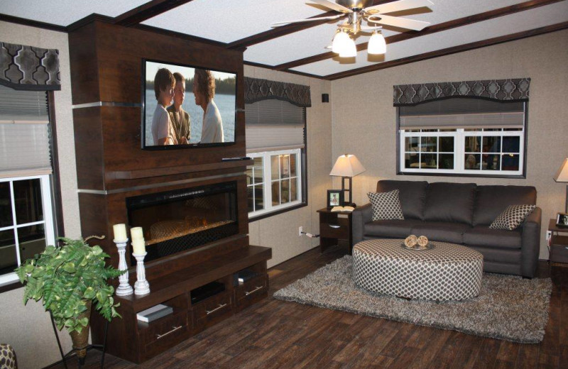 Cabin living room at Great Blue Resorts- Lantern Bay Resort.