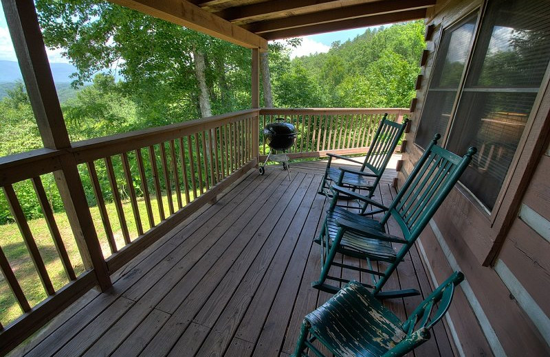 Rental porch at Hidden Creek Cabins.