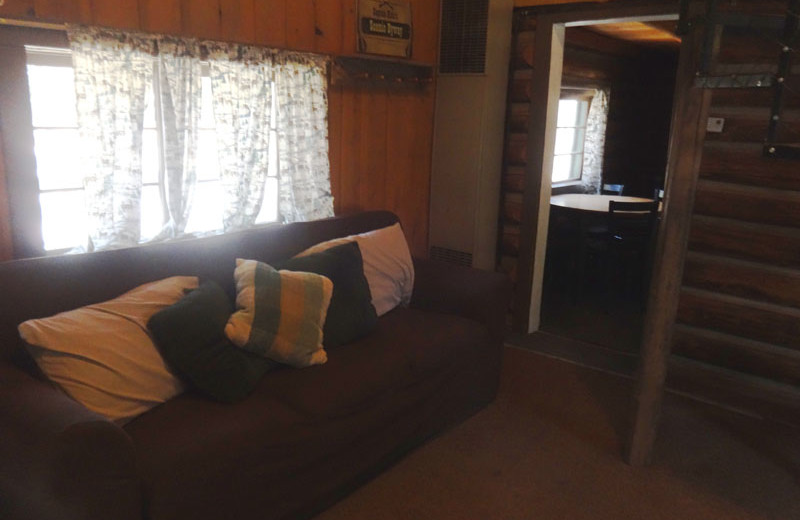 Cabin living room at North Shore Lodge & Resort.