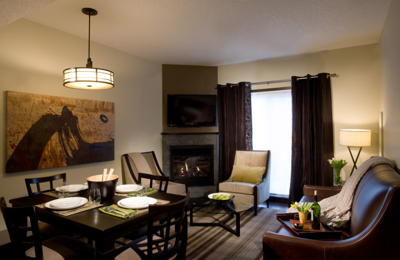 Guest living room at Grande Rockies Resort.