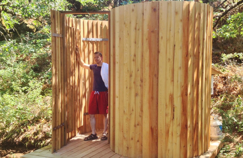 Outdoor shower at Westcliff Lodge.