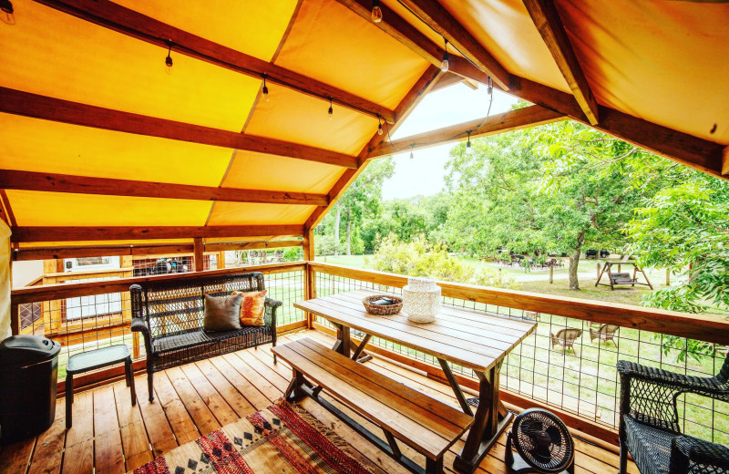 Guest balcony at Geronimo Creek Retreat.