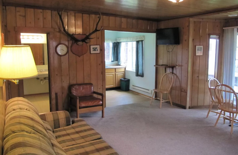 Cabin living room at Rain Forest Resort Village.