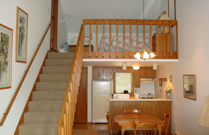 Kitchen and stairs at Ephraim Guest House.