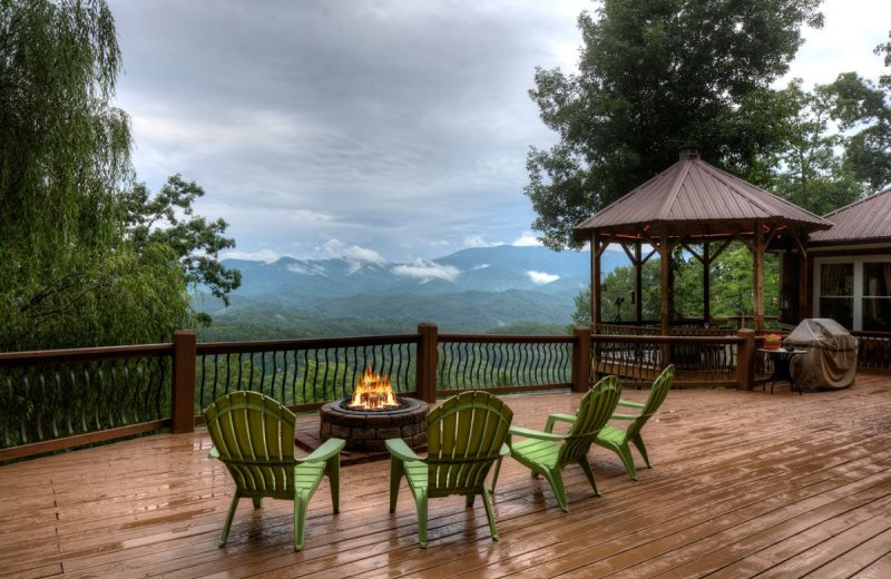 Rental deck at Hidden Creek Cabins.