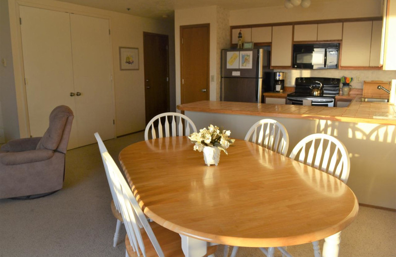 Rental kitchen at Beachhouse Vacation Rentals.