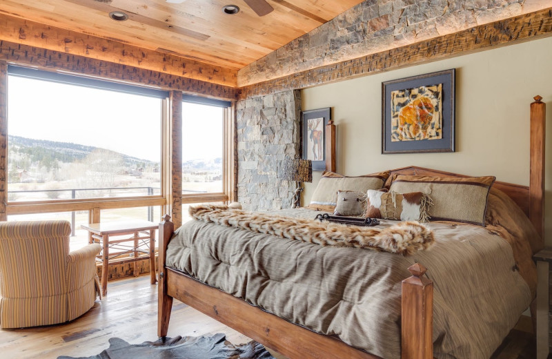 Cabin bedroom at Teton Springs Lodge.