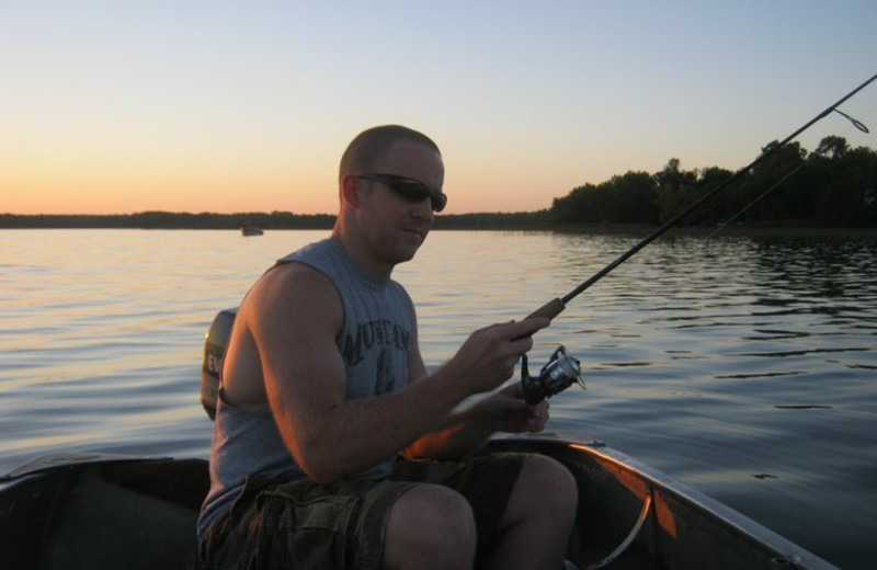 Fishing at sunset at Cedarwild Resort.