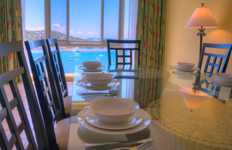 Guest dining room at Bluebeard's Castle Resort.