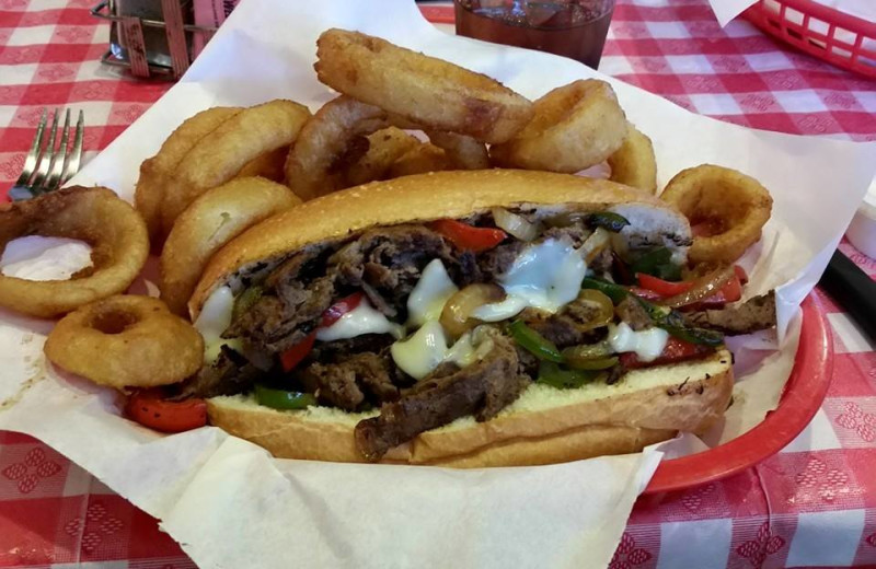 Sandwich and fries at Circle Z Ranch.