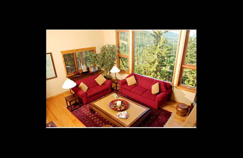 Rental living room at Alpine Vacation Whistler Accommodation.