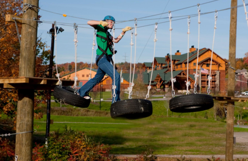 Rope course at Hope Lake Lodge & Indoor Waterpark.