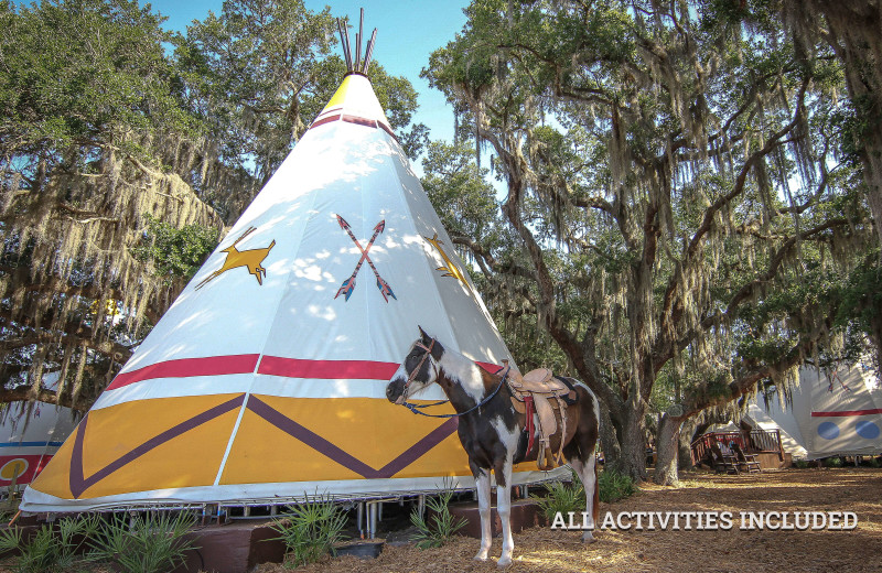 Teepee exterior at Westgate River Ranch.