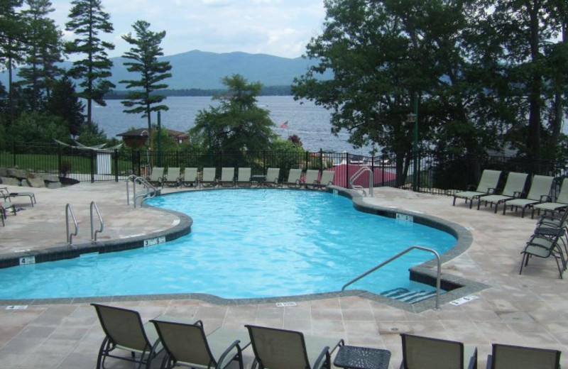 Outdoor pool at The Lodges at Cresthaven on Lake George.