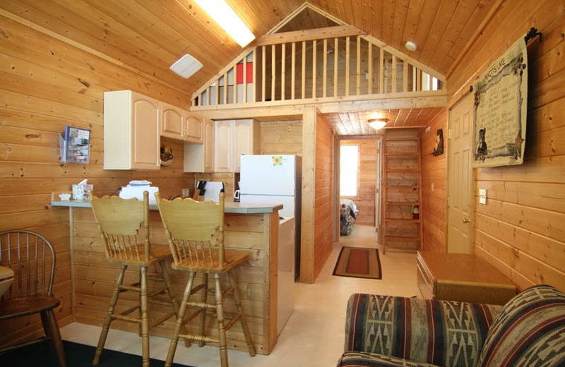 Cabin kitchen at Silver Beach Resort.
