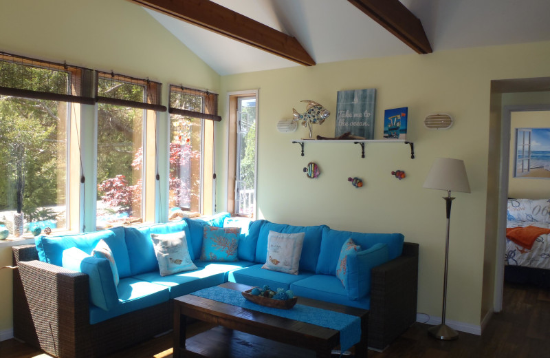 Living room at Tofino Lodge.